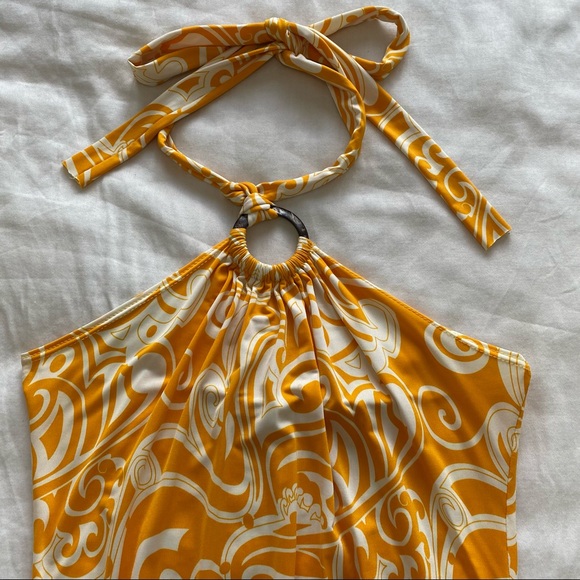 PAPAYA ORANGE & WHITE HALTER TOP - Picture 3 of 6